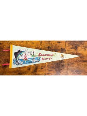 Vintage Savannah Beach Ga Souvenir Pennant